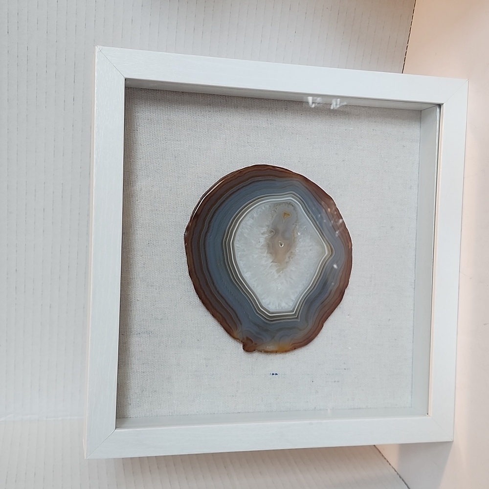 Framed Agate Slice with Druzy Quartz Center